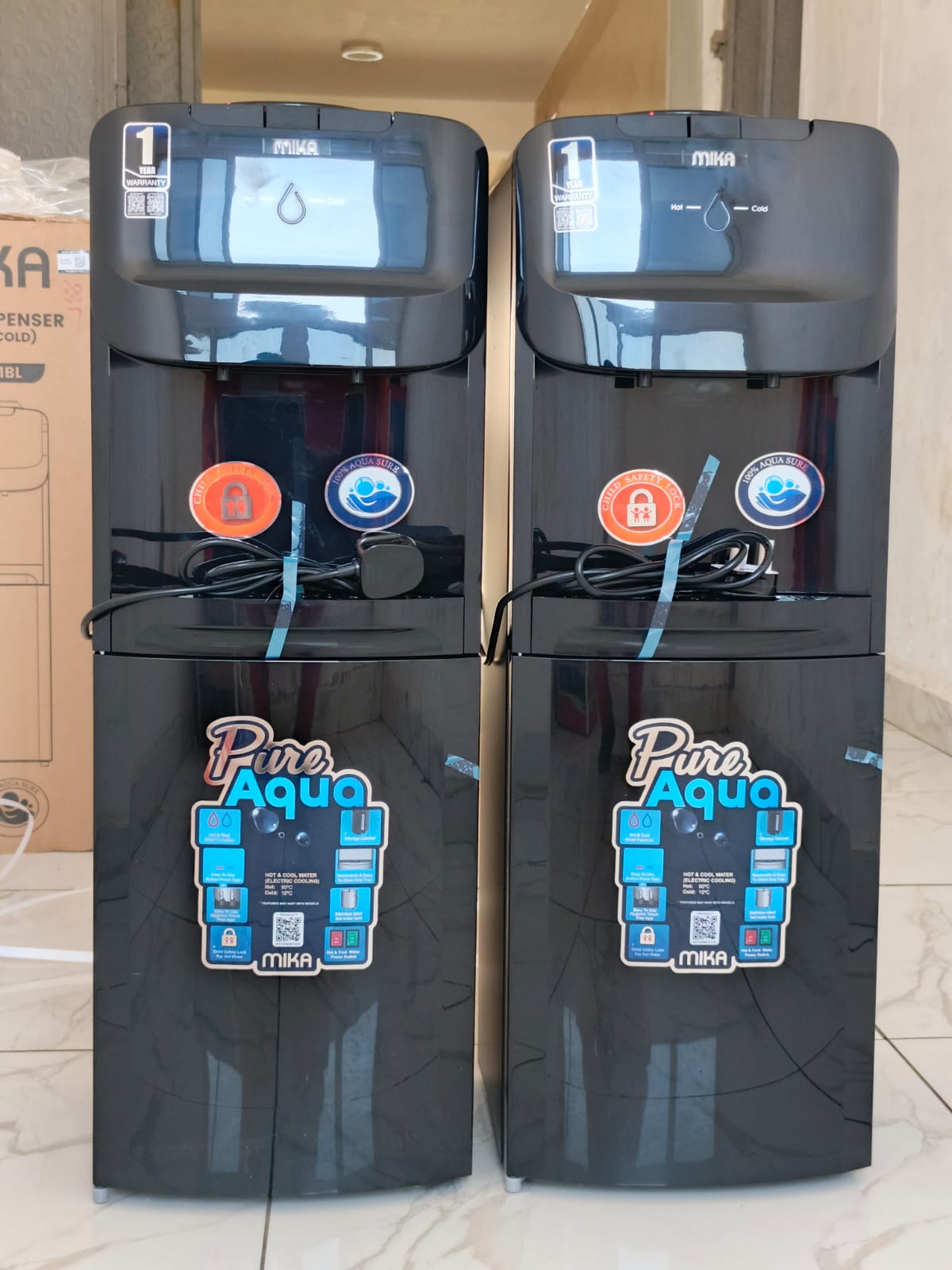 Black Mika free standing hot and cold water dispenser 